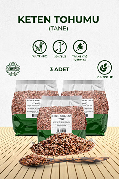 ansapharma Keten Tohumu 600 G 1. Kalite Tane 3'lü Ekonomik Paket Glutensiz