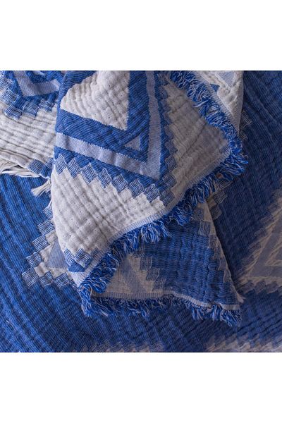 serenıa Lorena Saks Blue Muslin Bedspread240X260 cm