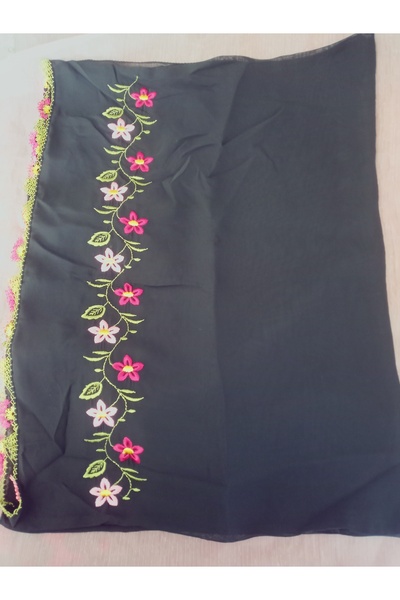 hoaryage Ручна робота, вишивка, голковою вишивкою, молитовний покрив, весільний покрив, креп-тканина, 145x75 см.