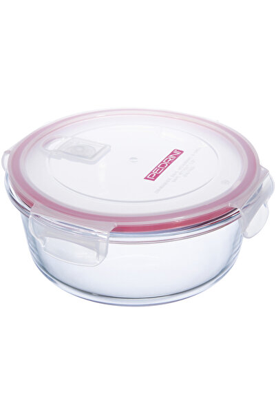 Pedrini صندوق زجاجي كبير، 950 مل، بغطاء بلاستيكي، شكل دائري