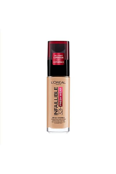 L'Oreal Paris لوريال باريس، كريم أساس إنفاليبل فريش وير يدوم 24 ساعة، 200 رملي ذهبي