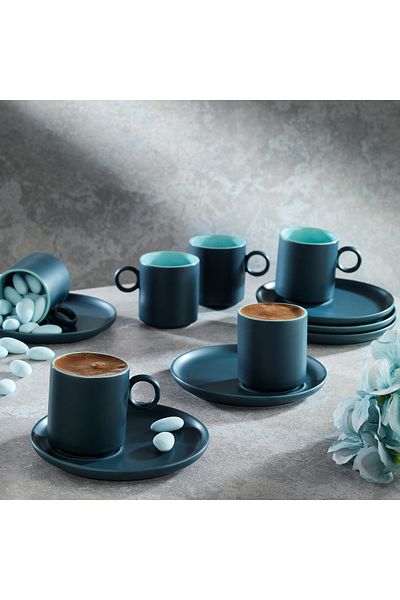 Schafer Aurora 6-Person Coffee Cup Set 12 Pieces-Dark Blue/Blue