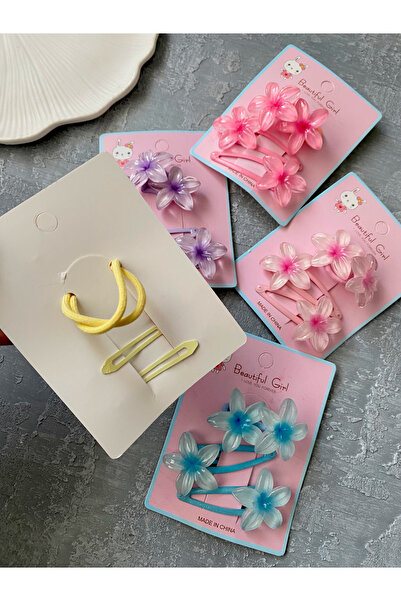 Tgc Aksesuar Lotus Çiçeği 1 Çift Lastik ve 1 Çift Çıtçıt Toka Seti