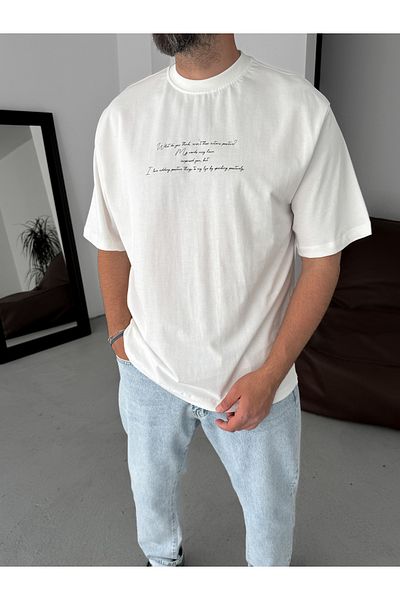 BYBASICMAN White Pawn Printed Oversize T-Shirt Yp-5072