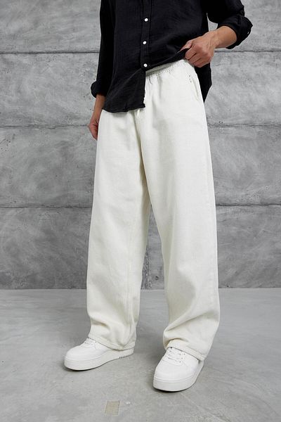 NOMARC Κρέμα W11 Loose Fit φαρδύ παντελόνι