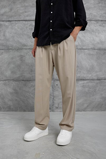 NOMARC Krem W11 Kumaş Baggy Pantolon