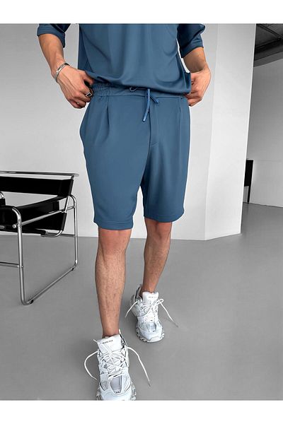 ablukaonline Pantaloni scurți de bază albaștri pentru bărbați - cu talie elastică