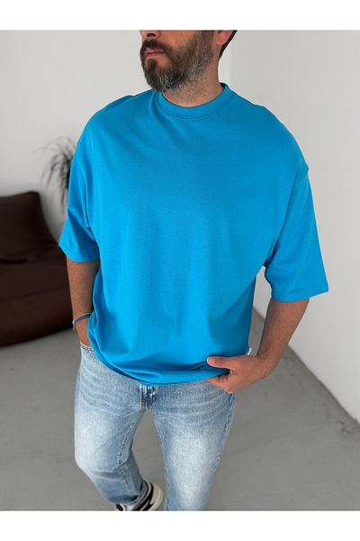 BYBASICMAN Blue Basic Oversize T-Shirt Jj-326