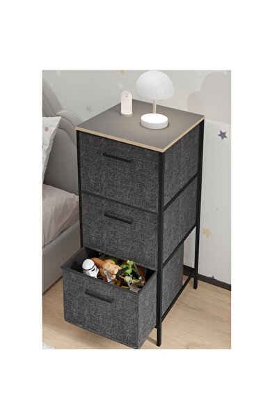 eportatif Çocuk Dolabı 3 Çekmeceli Büyük Boy Komodin Sehpa