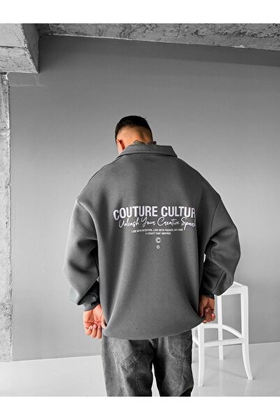 ablukaonline Γκρι ανδρικό φούτερ με στάμπα με λαιμόκοψη - Άνετη εφαρμογή