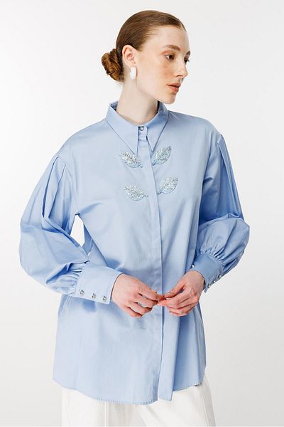 Ghisa Blue Tunic - Embroidered Detail