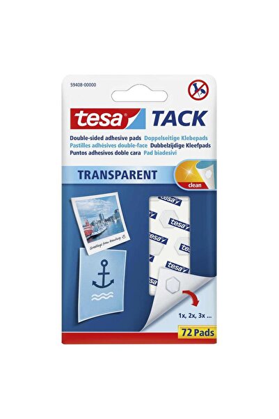 Tesa 59408 Tack Yapışkan Pedler Çift Taraflı Şeffaf 72 Adet