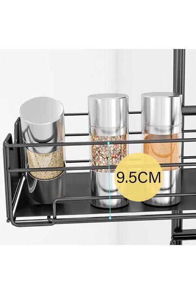 Quasar & Co. Kitchen Storage Rack, With Wheels, 4 Shelves, 24x36x85 Cm, Metal, Black
