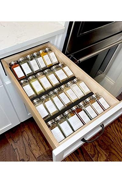 Generic Black Acrylic 4-Tier Spice Drawer Organizer for 13"+ Drawers, Kitchen Rack Tray (No Jars)