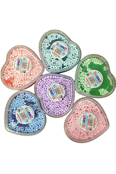 BalonKasaba Özel Kalpli Kutu 3x200 Gr Slime Ele Yapışmayan Köpüklü Slaym Seti