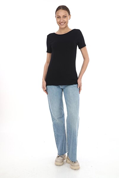 penyebizden Πλάτη Χαμηλό Κομμένο Άνετο Βισκόζη Τούνικ-Μαύρο