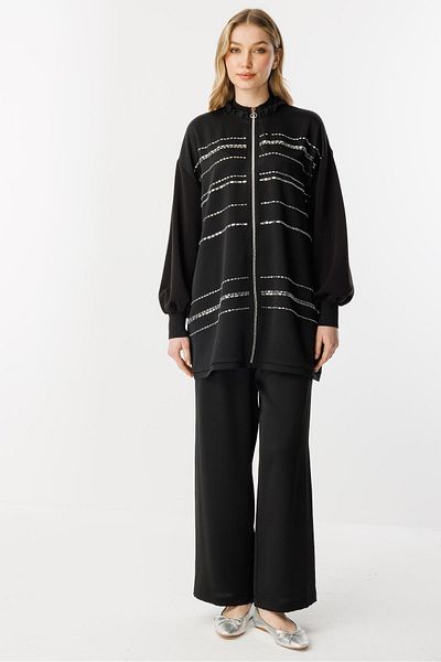 Ghisa Stone Detailed Suit Black