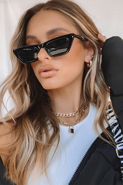 Chunky Frame Unisex Black Cat Sunglasses