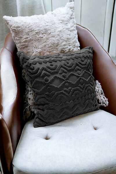 Mislina Home Față de Pernă Decorativă Boemă Husă de Pernă 43X43 Cm Antracit Geometric