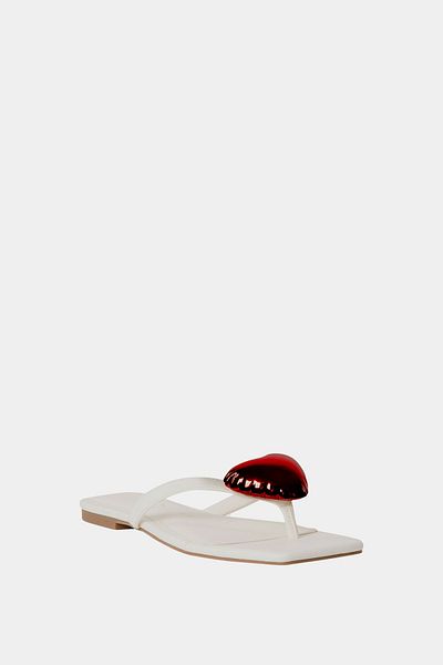 Katy Perry The Camie Heart Thong Women's White Heart Slippers