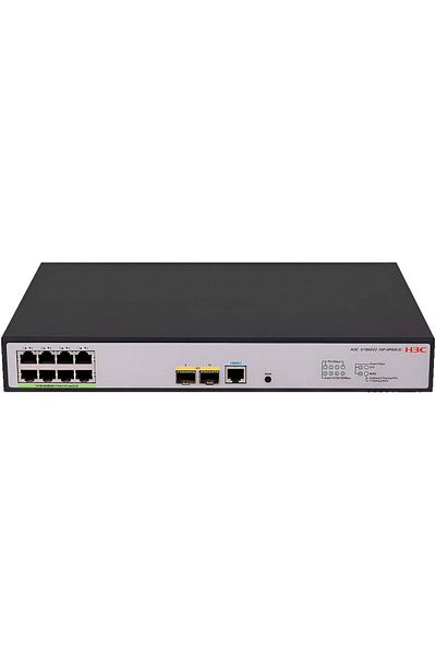 H3C S1850V2-EI Layer 2 Gigabit Access Switch, 8 10/100/1000Base-T Electrical Ports, 2 1000Base-X SFP