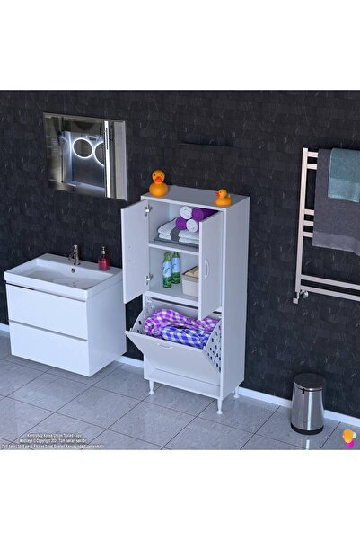 Modilayn İLKİM 60 x 138 x 32,5 cm' lik Kapak İçi Çift Raflı, Bir Akıllı Çamaş...