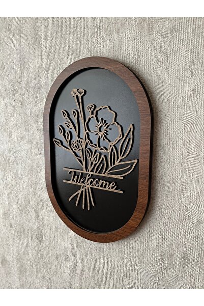 SepetDoluyor Welcome Yazılı Ahşap Kapı Süsü | Şık Minimal Tasarım | 25x16cm MDF Ürün