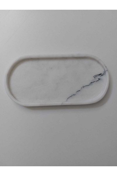 Mudo Concept Tava de baie Elips Marmura Alb Maro - 15x30x2 cm