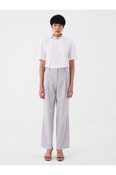 RİVUS Wide Leg Palazzo Trousers - Gray Striped