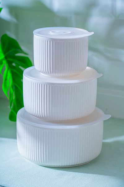 ACAR Pure Carmen Porcelain 6 Piece Bowl Set with Lid - 15.25*12.7*9.5 cm