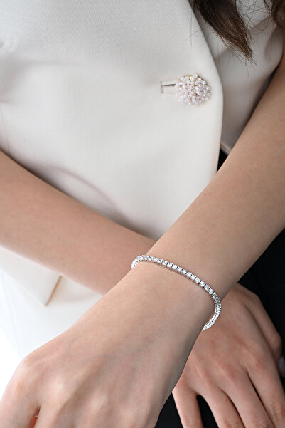 Söğütlü Silver Gümüş Rodyumlu Zirkon Taşlı Su Yolu Bileklik. Sgtl10666