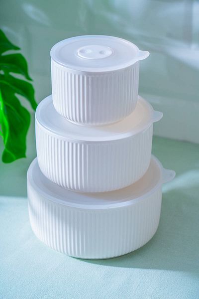 ACAR Pure Carmen Porcelain 6 Piece Bowl Set with Lid - 15.25*12.7*9.5 cm