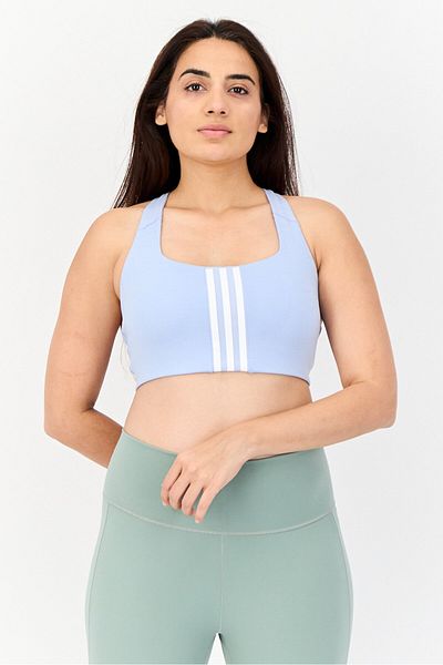 adidas Women Brand Loge Padded Sports Bra, Light Blue