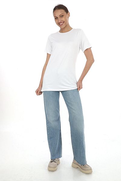 penyebizden Soft Viscose Long Tunic-White