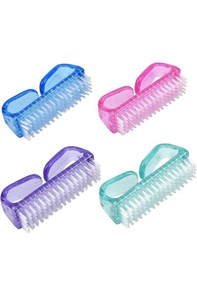 LA PERLA TECH 4 Pack Handle Grip Nail Brush Nail Hand Scrubbing Cleaning Brush for Toes and Nails Cleaner