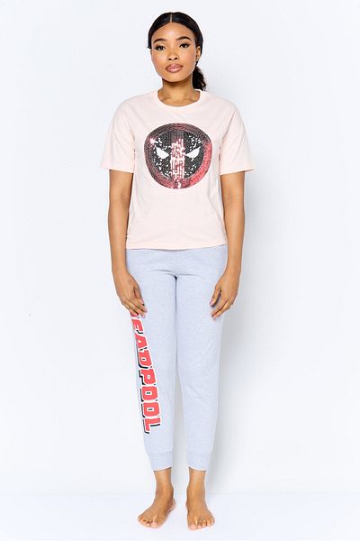 Marvel Women 2 Pcs Sequin Embellished T-shirt And Pants Pajama Set, Multicolor