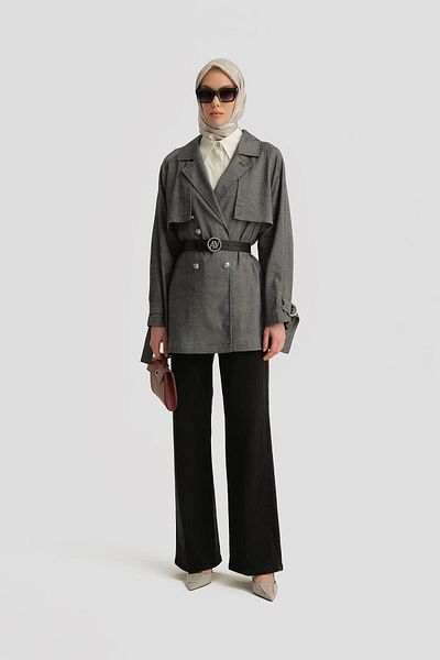 Armine Allerli Λινό Trench Coat 25y7804 Indigo