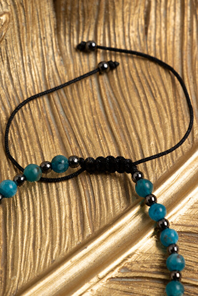 ÇAKRA DOĞAL TAŞ Sertifikalı Apatit ve Hematit Doğal Taş Ayarlanabilir Bileklik