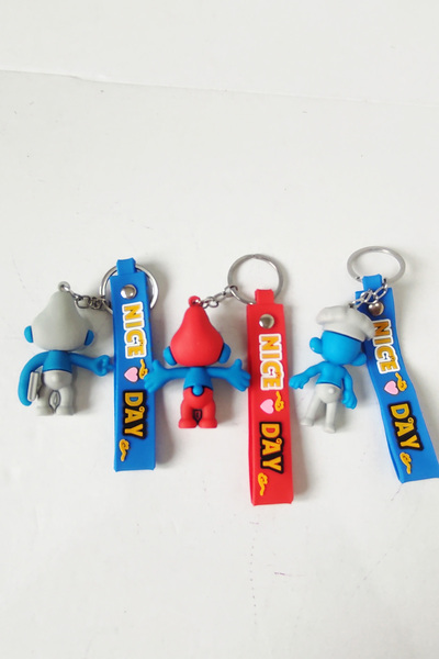 dudu kids 3lü Silikon Sevimli Kahramanlar Anahtarlık -7 Cm - Oyuncak - Çanta Süsü - Doğum Günü Hediyesi