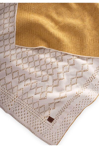 Cigit Ecru Mustard Blanket - Florence Model, 80X100 cm