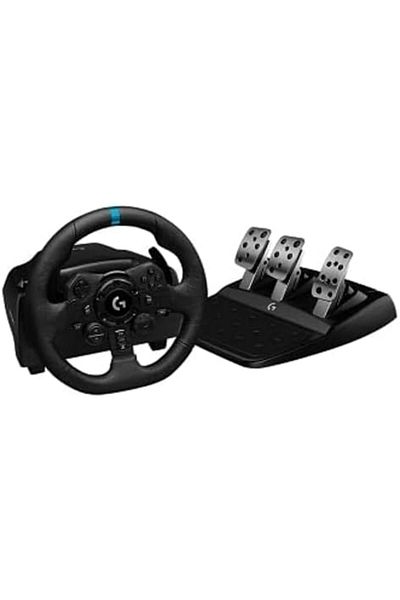 logitech G923 Racing Wheel and Pedals - TrueForce Feedback, Responsive Design, Dual Clutch Control,