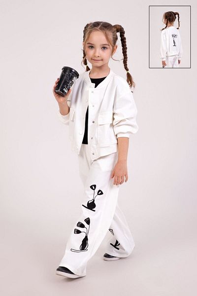 HAUSEkids 4-9 Years Flower Wase Girl's 3-Piece Set-Ecru