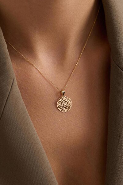 Bayar Gold 14 Ayar Altın Yaşam Çiçeği Kolye 1,4 cm
