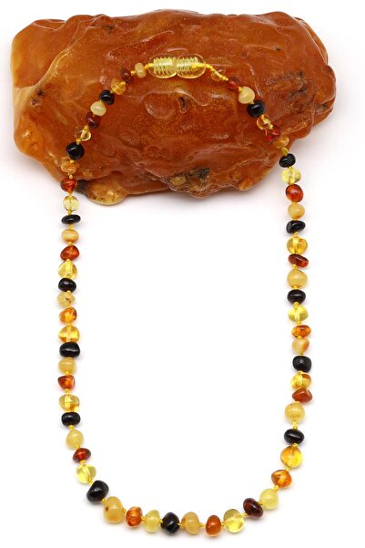 Alibaba Doğaltaş Damla Kehribar Bebek Diş Kolye - 32 cm