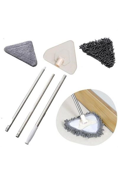 Nexora BUFFER® 150 cm Triangle Mop with Telescopic Handle Glass Wall Ceiling Tile Parquet Cleaner Mop
