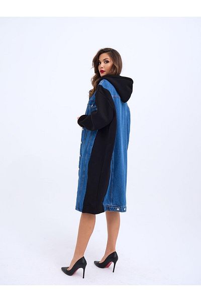 modaserdem Women's Long Denim Jacket-Black