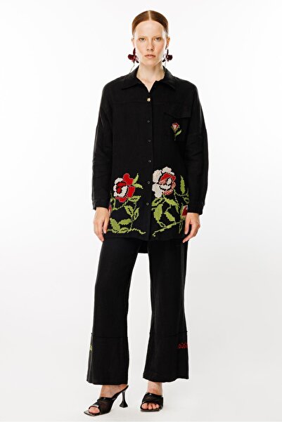 Ghisa Nakış Işleme Detaylı Takım Siyah