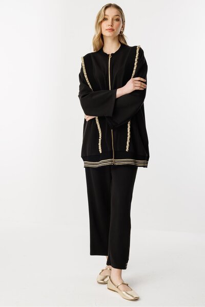 Ghisa Rib Detailed Suit Black
