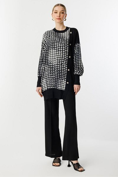 Ghisa Ribbed Detailed Tunic Ecru Black Hawk