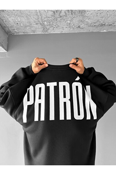 ablukaonline Ανδρικό φούτερ oversized με τύπωμα Premium Μαύρο